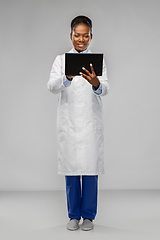 Image showing african american female doctor with tablet pc