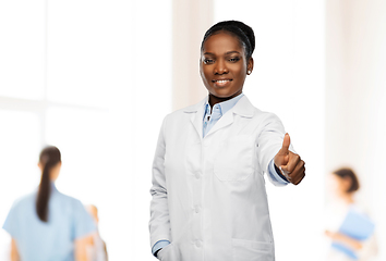 Image showing african american female doctor showing thumbs up