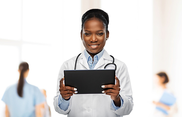 Image showing african american female doctor with tablet pc