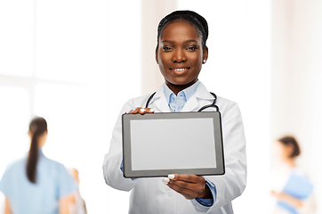 Image showing african american female doctor with tablet pc