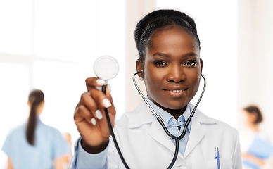 Image showing african american female doctor with stethoscope