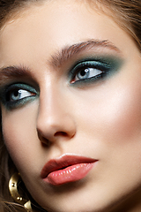 Image showing beautiful girl with green smoky eyes