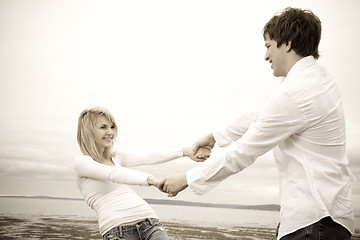 Image showing Caucasian couple on the beach