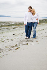 Image showing Caucasian couple in love on the beach