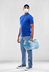 Image showing delivery man with water barrel in respirator