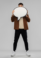 Image showing young man with speech bubble over grey background