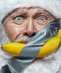 Image showing Man and modern art - bearded Santa transformed in art object