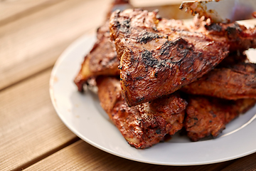 Image showing grilled barbecue meat stack on plate