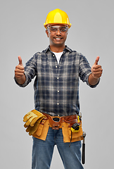 Image showing happy indian worker or builder showing thumbs up