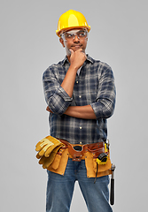 Image showing happy indian worker or builder with crossed arms