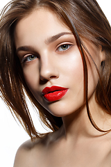 Image showing beautiful girl with red lips