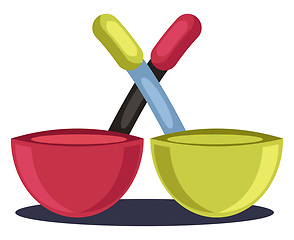 Image showing Two Bowl pans vector color illustration.