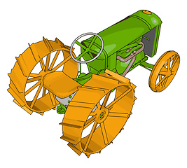 Image showing Green and yellow tractor vector illustration on white background