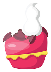 Image showing Pink cupcake with white icing and sprinklesillustration vector o