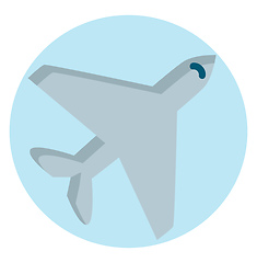 Image showing Grey airplane in light blue circle vector illustration on white 