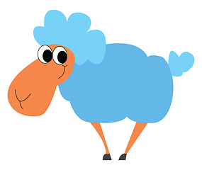 Image showing Light blue puffy smiling lamb  vector illustration on white back