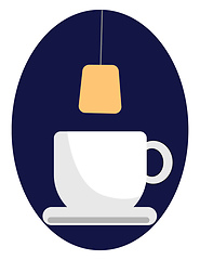 Image showing Tea bag about to get dipped in white clay with saucer vector or 