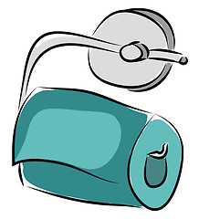 Image showing Toilet paper holder with blue paper roll vector illustration on 