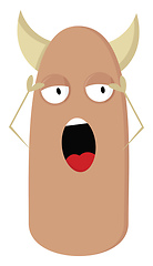 Image showing Beige monster with white horns and open mouth vector illustratio