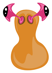Image showing Brown-colored stress toy in the shape of pear has two pink horns