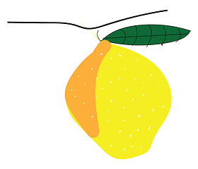 Image showing Yellow lemon with leafillustration vector on white background