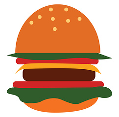 Image showing A big burger, vector color illustration.