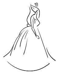 Image showing Line art of a bride walking vector or color illustration