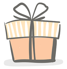 Image showing A present box wrapped in trendy decorative paper tied with a bla