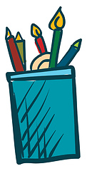 Image showing Painting of a blue-colored pencil case vector or color illustrat