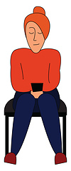 Image showing A beautiful girl sitting in a chair vector or color illustration