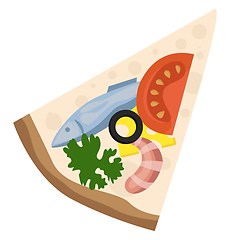 Image showing Slice of pizza with seafood and veggiesPrint