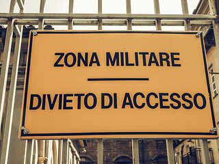 Image showing Vintage looking Militare zone