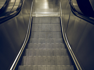 Image showing Vintage looking Escalator stair