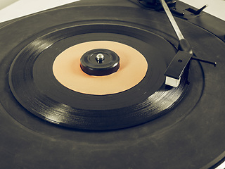 Image showing Vintage looking Vinyl record on turntable