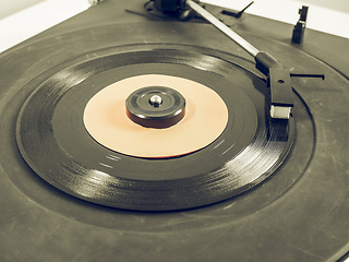 Image showing Vintage looking Vinyl record on turntable