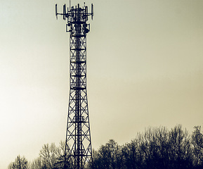 Image showing Vintage looking Telecommunication aerial tower