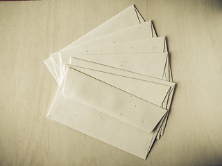 Image showing Vintage looking Letter envelope on wood table