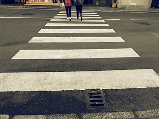 Image showing Vintage looking Zebra crossing sign