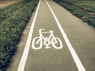 Image showing Vintage looking Bike lane sign