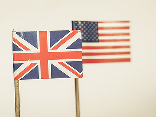 Image showing Vintage looking British and American flags