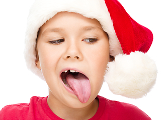 Image showing Little girl in santa hat