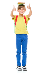 Image showing Portrait of a cute little schoolgirl with backpack