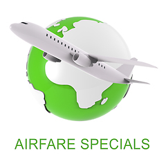 Image showing Airfare Specials Means Airplane Promotion 3d Rendering