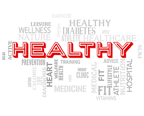 Image showing Healthy Words Shows Fitness Healthcare And Wellness