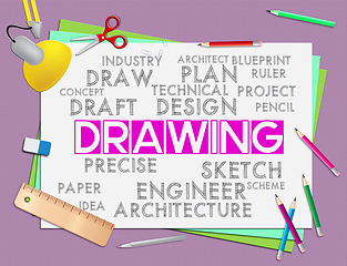 Image showing Drawing words shows creative designer who draws