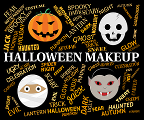 Image showing Halloween Makeup Means Spooky And Haunting Cosmetics