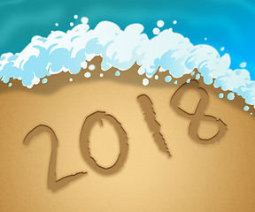 Image showing Twenty Eighteen Indicates 2018 Beach 3d Illustration