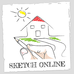 Image showing Sketch Online Represents Design Creative And Drawing