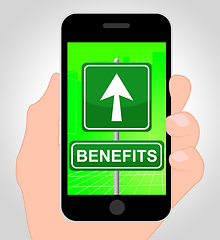 Image showing Benefits Online Shows Bonus Cellphone 3d Illustration