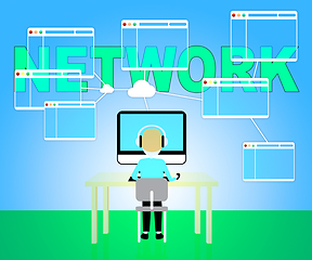 Image showing Computer Network Represents Global Communications 3d Illustratio